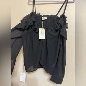 Chic Black Ruffled Off-Shoulder Blouse